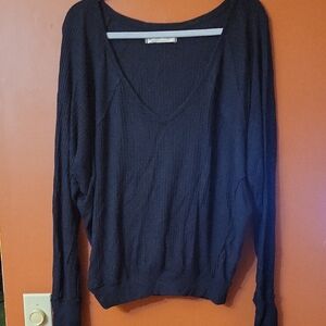 We The Free Black Knit V-Neck Top